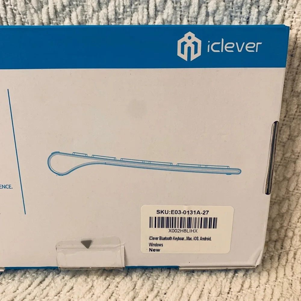iClever Wireless Keyboard White IC-BK10 Multi-Device Rechargeable Slim‎ Open Box